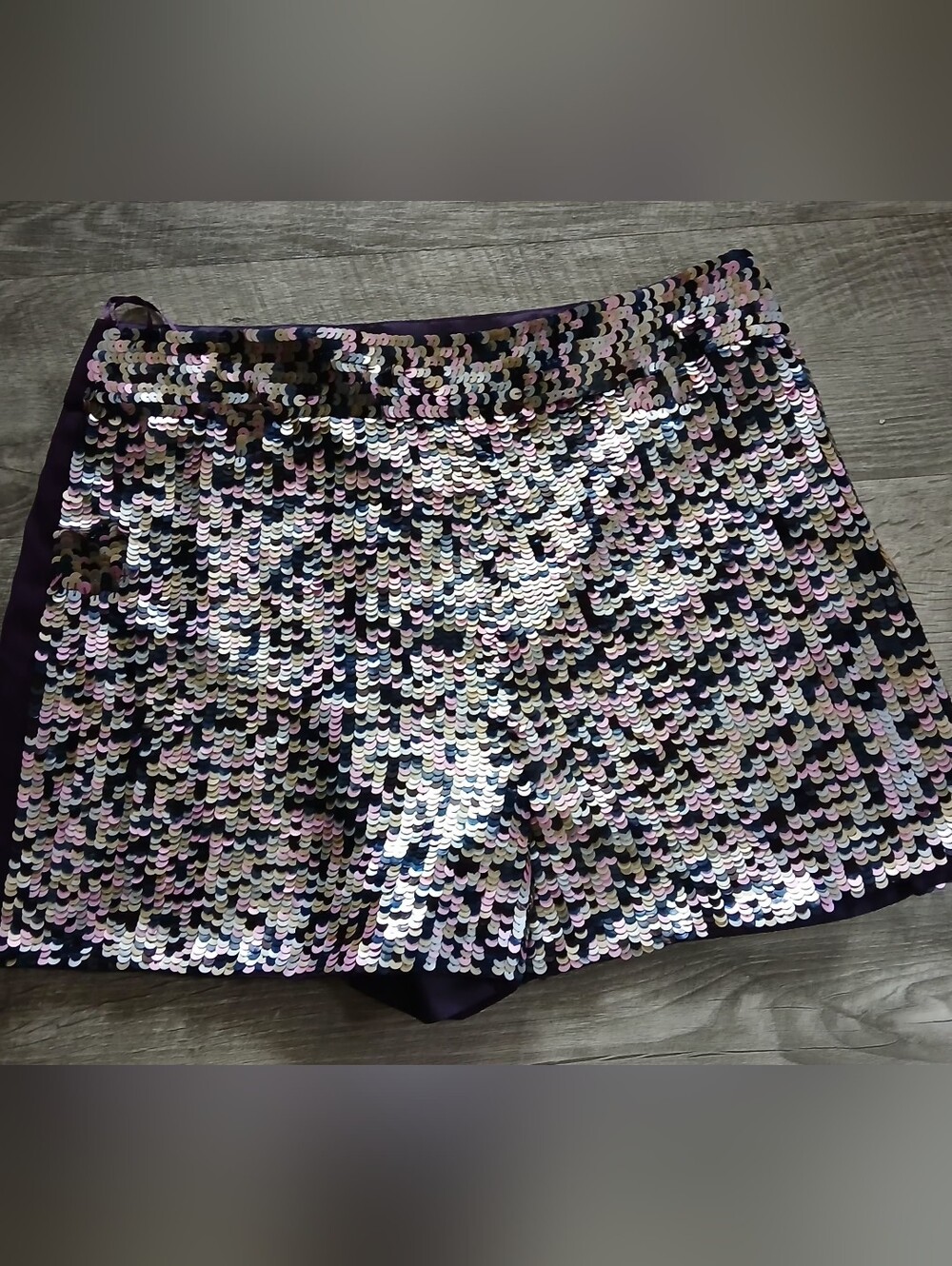 Black Brand High-Waist Sequin Shorts - Multicolor Iridescent